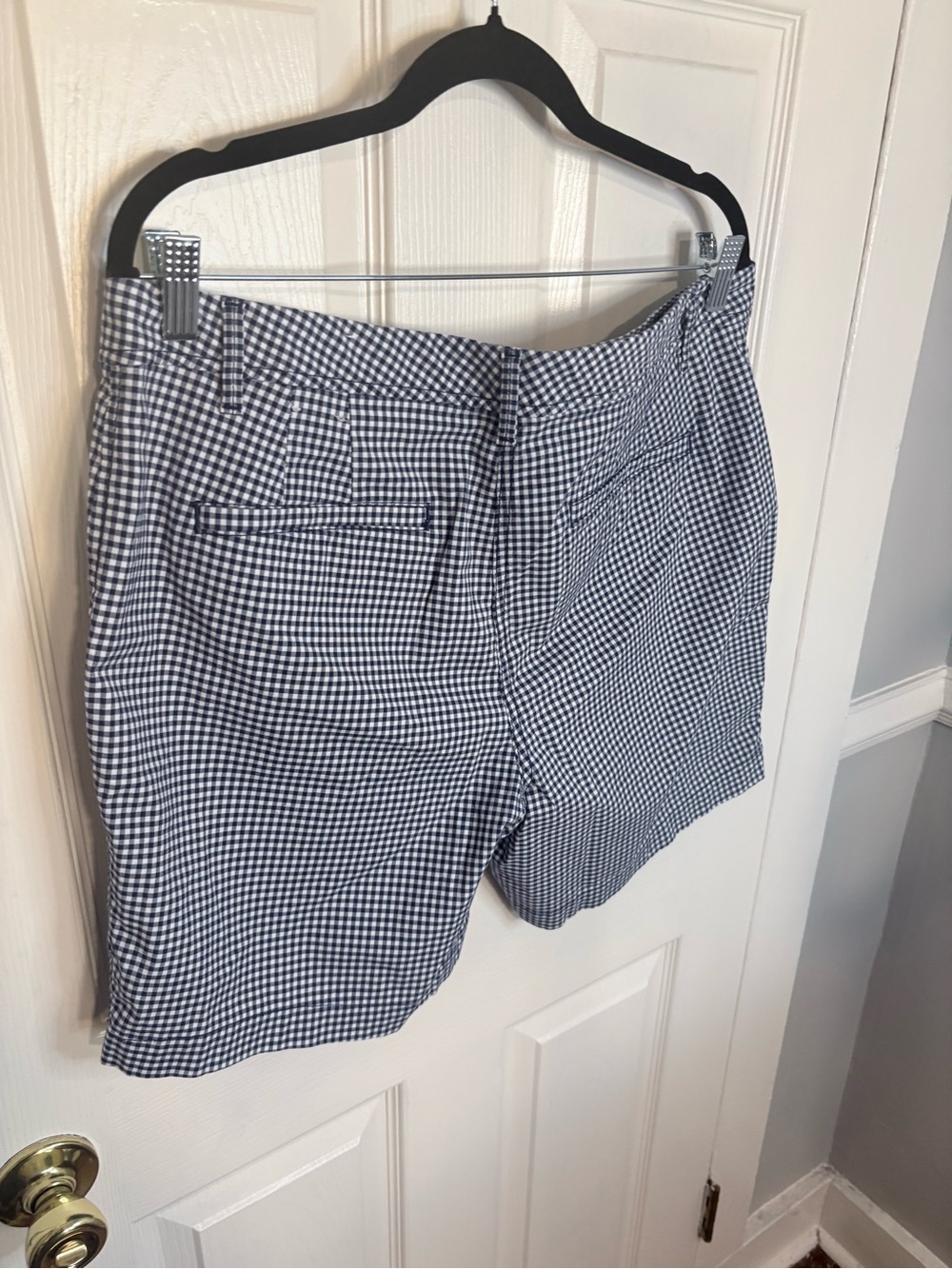 Talbots Relaxed Chino Shorts | Navy White Gingham | Size 12 - Picture 8 of 9